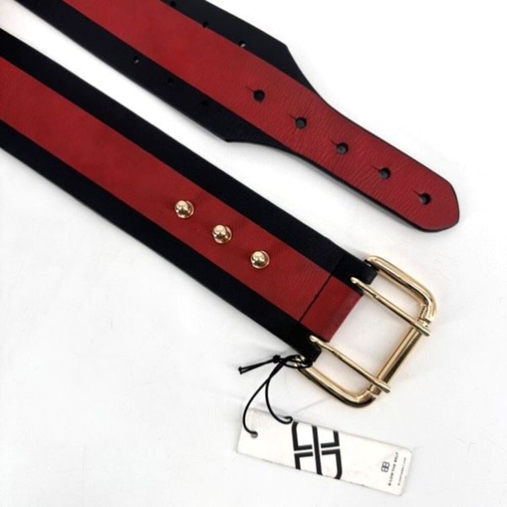 NWT B-Low The‎ Belt Women's Genuine Leather Waist Belt Red Black Size Medium